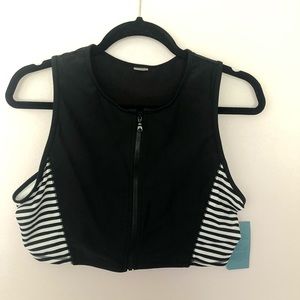 Old Navy Swim Suit Zip-up Crop Top w/ Stripes